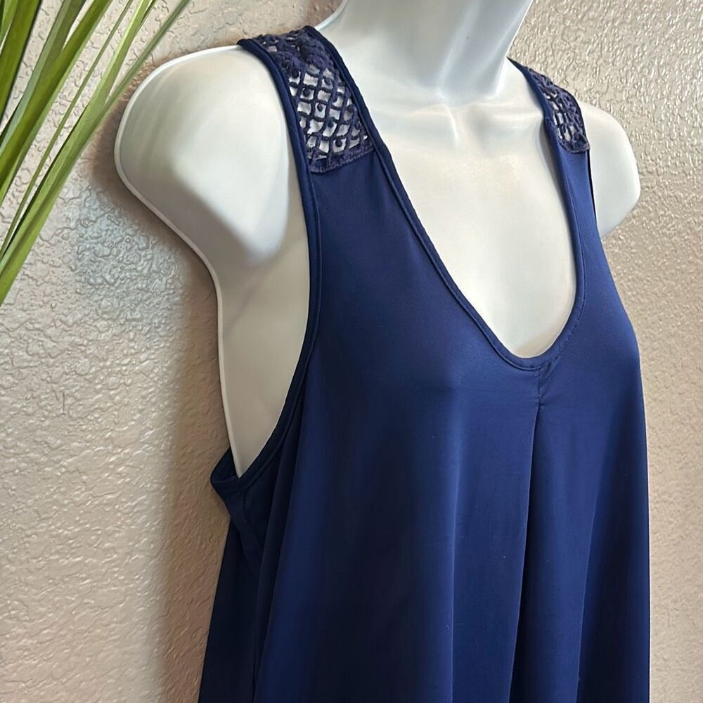 #314* Linea Donatella, navy blue fancy tank/dress size small - Picture 7 of 8